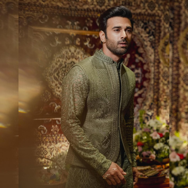 Mehendi Green Silk Zardosi Kurta Jacket Set