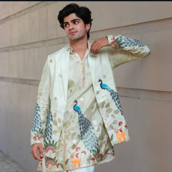 New Designer Ethinic Thread Embroidered Open Bandhgala