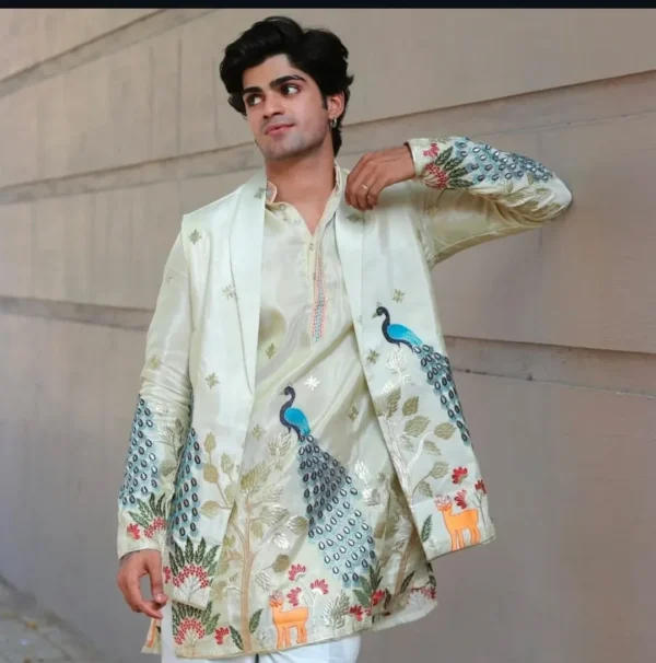 New Designer Ethinic Thread Embroidered Open Bandhgala